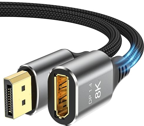 DGHUMEN 0,5 m DisplayPort 1.4-kabel, DP till DP Kabel med stöd för 8K@60Hz 4K@144Hz med FreeSync och G-Sync 32,4 Gbps HDR HDCP DisplayPort-kabel för spelskärm