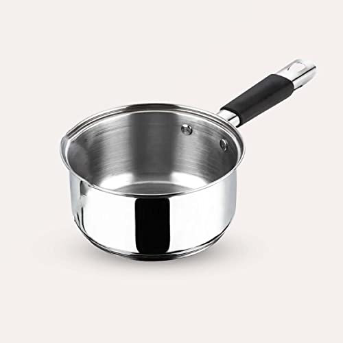 Professional Induction-Safe Stainless Steel Milk Pan, Double Pourin - Size: 14cm