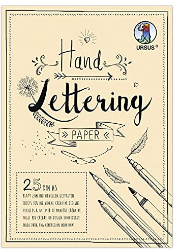 Ursus 24929210 - Papier de Lettrage à la Main - Crème - Format A5-210 g/m² - 25 Feuilles de Carton d'argile - Base idéale pour Personnaliser Les Lettres