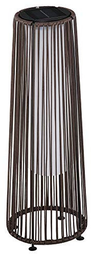 Outsunny Solarlampe Rattan mit Lichtsensor, Aufladbar LED Solarleuchte, Solarlaterne IP44 Spritzwassergeschützt, Outdoor Lampe, Wegbeleuchtung für Garten Balkon Außen Hof, 21,5 x 21,5 x 61 cm, Braun