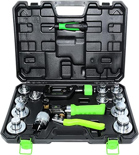 EPPDAU Espansore per Tubi Idraulici, Kit di Utensili per pressatura da 10 mm a 42 mm, attrezzo per espansore per Tubi Idraulici in Rame con tagliatubi e Strumento per sbavatura, espansore per Tubi