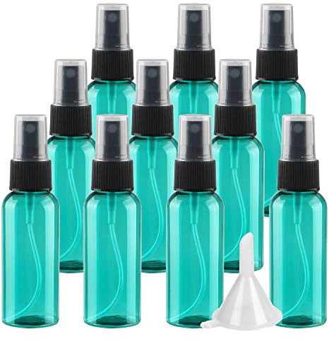 LusDoly 50 Stück, 50ml Grün Plastik Kunststoff Sprühflasche Mit Schwarz Sprüher Nachfüllbar Sprühflaschen Leer für Parfümzerstäuber Zerstäuberflasche Reise Flakons