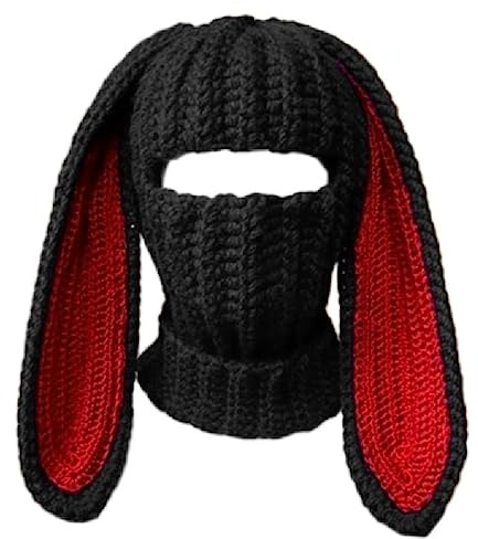 Orecchie di coniglio passamontagna Halloween Balaclava orecchie lunghe cappello Beanie cappello lungo orecchio cappello inverno caldo divertente cappello bomboniera lunga orecchie di coniglio cappello