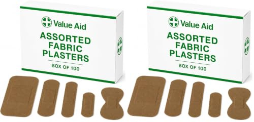 Value Aid Assorted Fabric Plasters - Box of 100 (Pack of 2)