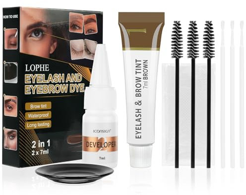 LOPHE Kit Sopracciglia, 30g Colorazione Permanente per Sopracciglia e Ciglia, Tinta per Sopracciglia Permanente, Marrone