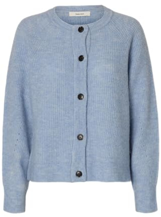 SELECTED FEMME Slflulu Ls Knit Cardigan B Noos en Tricot pour Femme, Bleu Cachemire 1, S