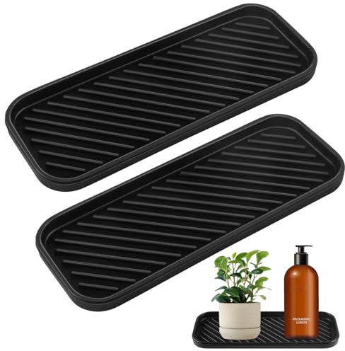 Smivyhp 2 Stück Silikon Spülbecken Organizer, Schwammhalter Spülbecken Küche, Abtropfmatte Spüle Schnelltrocknend Küche Schmal Organizer Silikonablage für Schwämme Bürsten Seife