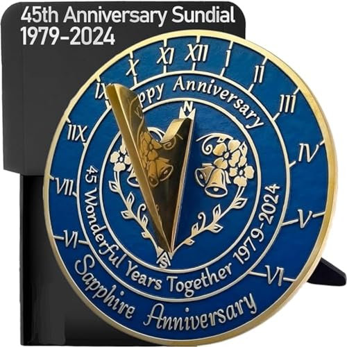 Sonnenuhr zum 45. Hochzeitstag 2024, mit Ständer, 25,4 cm