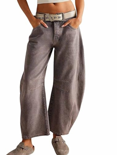 Pantalones de Mezclilla elásticos de Tiro Medio para Mujer, Vintage, Holgados, de Pierna Ancha, recortados, Estilo Y2K, Holgados, Estilo Boyfriend, Camello, X-Large