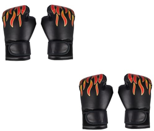 VANZACK 2 Stück Boxhandschuhe Für Das Training Mit Flammenmuster-Handschuhen Schlaghandschuhe Für Jungen Und Mädchen Kampfsporthandschuhe