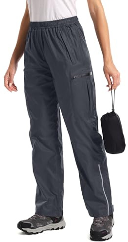 Jessie Kidden Women's Rain Trousers Waterproof Hiking Trousers Windproof Lightweight Over Pants Outdoor for Golf Fishing Cycling #2089-Grey-XXL