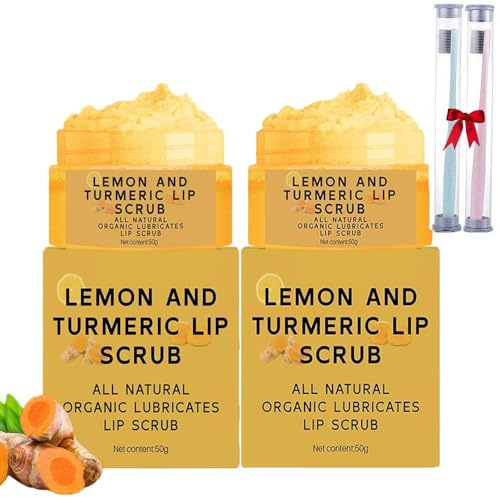 Exfoliante Labial Natural De CúRcuma Y LimóN Para Labios Oscuros,Exfoliante Labial Con Aloe Vera,Exfoliante Labial Aclarante,Para Labios Agrietados Y Secos