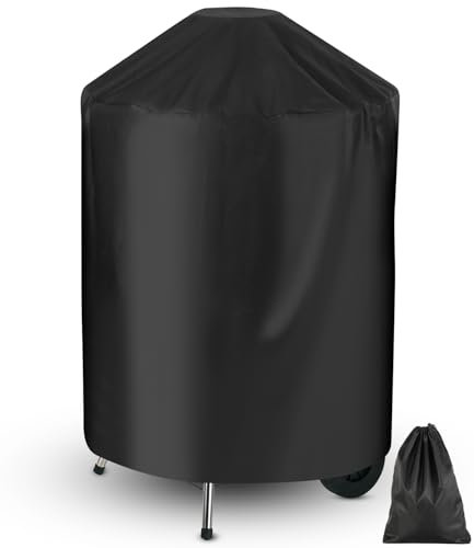 Housse Barbecue Exterieur Rond, Anti-poussière Anti-UV et Durable,Bâche Résistante de 600D,Housse Convient la Plupart des Grills,Bache de Barbecue Housse avec Poche et Cordon Ajustable(71*71*68cm)