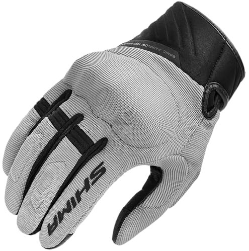 SHIMA SONIC Motorrad Handschuhe Herren Kurze Sommer Motorradhandschuhe Schutz Schutzkleidung Touchscreen Motorcycle Belüftet Verstärkt Leicht Motorbike Sommerhandschuh (Männer, Grau, L)