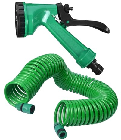 Manguera expandible, bobina de manguera de jardín que ahorra espacio, manguera de agua expandible con boquilla de pulverización, pulverizador ergonómico, sistema de riego, herramienta de riego para