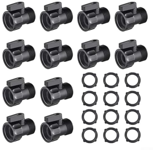 Yuanpgky Lot de 12 valves d'arrêt en plastique de 1,9 cm pour systèmes d'irrigation, arroseurs, connexions de camping-car et contrôle de l'eau extérieur
