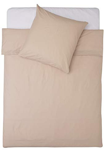 Lumaland Premium Bettwäsche Set - Bettbezug 155x220 cm und Kissenbezug 80x80 cm - Everyday Ganzjahres Bettbezug mit YKK Reißverschluss [Beige]