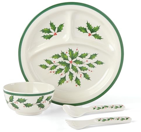 Lenox 885787 Holiday-Children's 4-Piece Dinner-Set, Christmas Dinnerware, Hosting