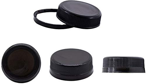 Pack of 25 Caps For Empty Juice Bottles - Black Tamper Seal Lids For Empty Plastic Juice And Milk Containers