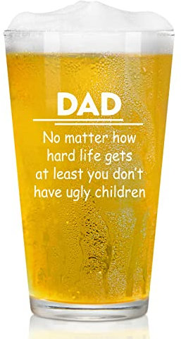Joymaking Dad's Beer Glass - Pint Glass Gift for Dad from Son or Daughter, Personalised Fathers Day or Birthday Present