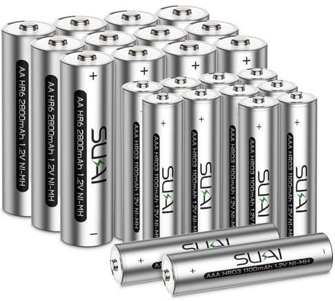 SUKAI 24 Stück AA AAA Akku 2800/1100mAh Wiederaufladbare Akkus 1.2v NI-MH Batterien 1200 Ladezyklen, geringe Selbstentladung - Ideal für Haushaltsgeräte