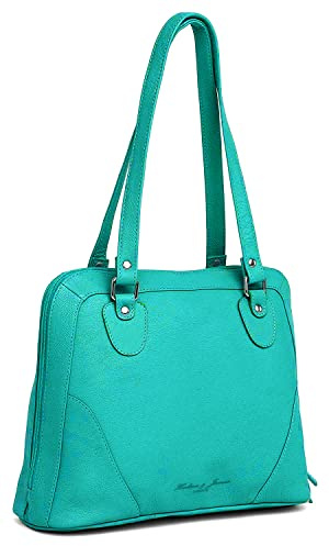 Hudson & James Designer-Umhängetasche aus echtem Leder für Damen, für den Alltag, Crossover, Cross-Body, Arbeit, iPad, Schultertasche, türkis, Medium