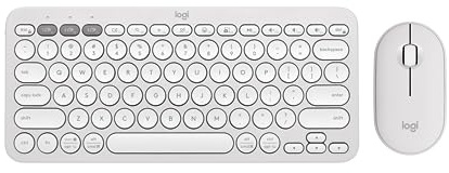 Logitech Pebble 2 Combo, Wireless Keyboard and Mouse, Quiet and Portable, Customizable, Logi Bolt, Bluetooth, Easy-Switch for Windows, macOS, iPadOS, Chrome - Tonal White