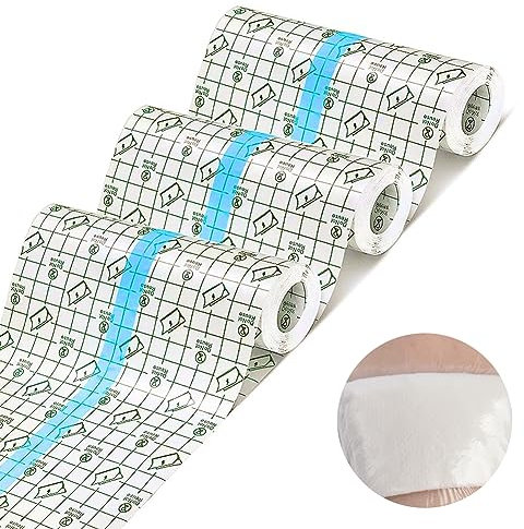 ACWOO Benda Trasparente Impermeabile, 3 Pezzi 15cm*1m Cerotti Elastici di Fissaggio, Cerotti Impermeabili per Doccia Benda Pellicola Trasparente per Tatuaggi Protezione, Protezione Delle Ferite