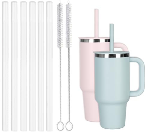Jetstop 6 Replacement Straws for Hydro Flask Tumbler with Handle 32 oz 40 oz, Reusable Straw for HydroFlask Press-in Straw Lid (32 oz, 7.76 inch)