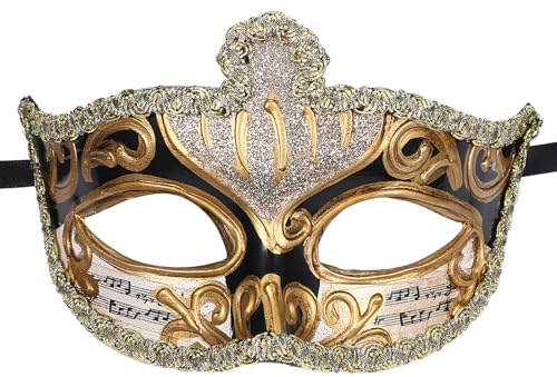 JewelryWe - Opera mask för män, Venetiansk karnevalsmask, cosplay tillbehör till Halloween festfest