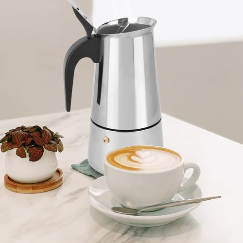 Cafetière à moka italienne en acier inoxydable pour plaque de cuisson, 600 ml/12 tasses, machine à café à moka à induction pour la maison et le camping