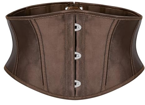 JasGood Damen Korsett Underbust Boned Lace Up Waspie - Renaissance Steampunk Pirate Halloween Cosplay Korsett, Dunkelbraun
