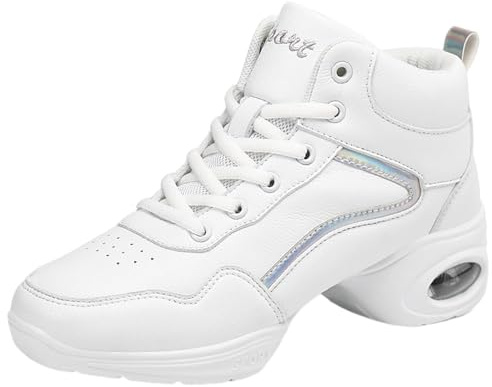 Serenitison Chaussures de Danse,Chaussures de Sport Semelle Souple,Chaussures d'aérobic Montantes,Chaussures de Jazz en Cuir pour Femmes,Antidérapant et Résistant à l'usure,Absorber la Sueur