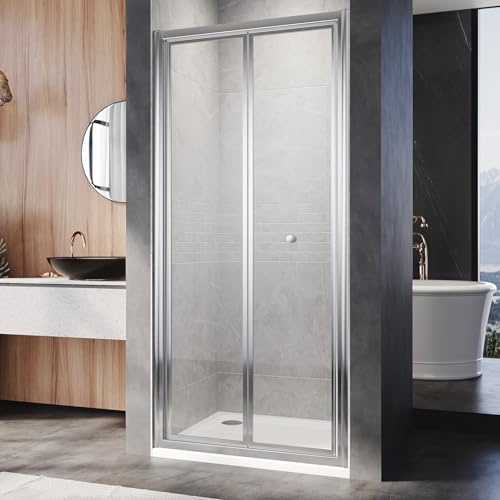 SUNXURY Schiebetür Dusche 100x185 cm Falttür Duschkabine 100 cm faltbar Nischentür aus 5 mm Klarglas ESG Sicherheitsglas Duschtür Verstellbereich von 96-100 cm, Höhe: 185 cm
