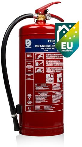 Smartwares Extincteur Poudre - 6 kg - pour Feux ABC - Adapté pour Gros véhicules & domiciles - Support Inclus - FEX-15167
