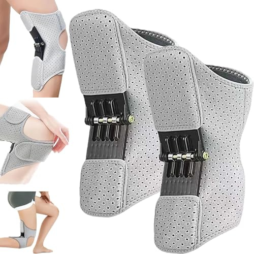 Dispositivo de asistencia de rodilla, refuerzo de protección de rodilla, inmovilizador de rodilla, soporte de articulación de refuerzo de rodilla estabilizador de resorte (2Pcs,Gray)