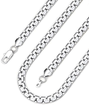 Bandmax Collier Ras du Cou Boîte Chaine Homme Acier Inoxydable Argent Bijoux de Mode Anniversaire Cadeaux pour Fils 46 cm de Longueur, Chaine Hip Hop Rappeur, 8mm de Largeur