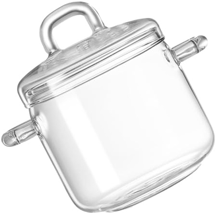 FIXOSHEE Casserole en verre 350 ml résistante à la chaleur pour cuisson à feu vif, pot transparent avec couvercle adapté pour mijotage, pâtes, soupes et cuisson sur plaque