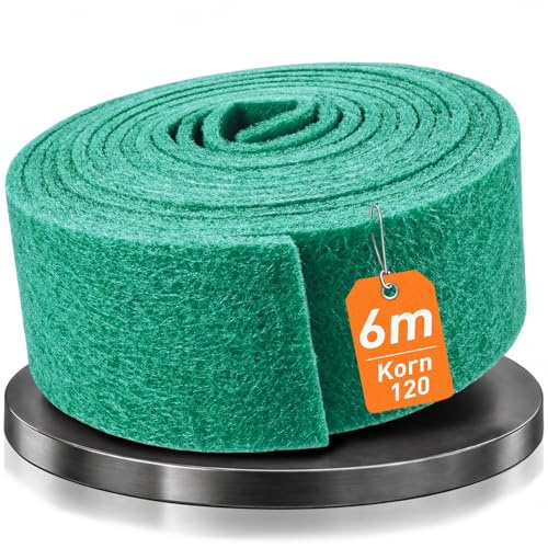 Spugna Abrasiva - Rotolo 6 m x 100 mm Grana 120, Cuscinetto di Levigatura Resistente e Durevole per Metallo, Legno, Vernice e Acciaio Inox