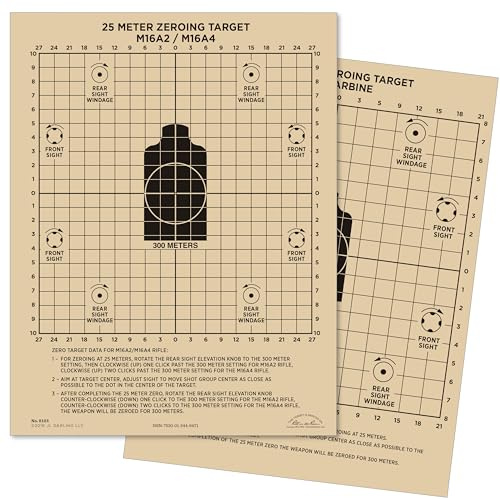 Rite in the Rain Weatherproof 25 Meter Target, 8.5 x 11, Tan, M16A2 / M16A4 Front, M4 CARBINE Back, 100 Sheet Pack (No. 9125)