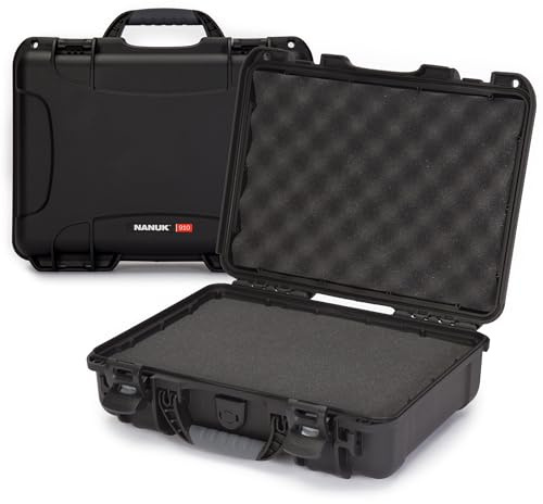 NANUK 910 – Vattentät skyddsväska i NK-7-komposit med anpassningsbar skuminsats (36,3 x 28,2 x 11,9 cm) (Svart) | 14,3 × 11,2 × 12,7 cm, kameraskydd, drönare och känslig utrustning, anpassningsbart skum för exakt passform
