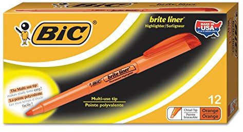 BIC Brite Liner Highlighter Chisel Tip Orange DOZEN (BL11-OE)