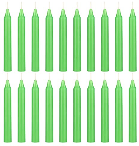 Mega Candles 20 pcs Unscented Light Green Exquisite Mini Taper Spell Candles, 4 Inch Tall x 1/2 Inch Diameter, Magic Chimes, Enchantment, Casting Rituals, Witchcraft, Wiccan, Altar, Metaphysical