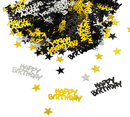Oblique Unique® Happy Birthday Geburtstag Konfetti Gold Silber Schwarz Sterne Tisch Deko 500 Stück