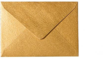 Paper24 Mini Briefumschläge DIN C8 57x81 mm für Blumensträuße, Geldgeschenke oder Adventskalender 25 Umschläge Gold