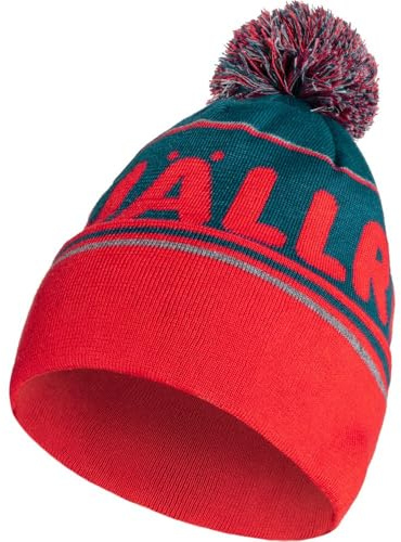 Fjällräven F84768-638-334 Cappello con Pompon, Storm/True Red, Taglia Unica