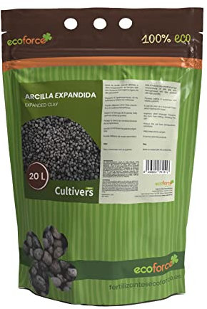 CULTIVERS Arlita Argile Expansée 20L. Boules de substrat pour Le Drainage des Pots, Jardins et Cultures hydroponiques. Empêche l'engorgement et la pourriture des Racines.