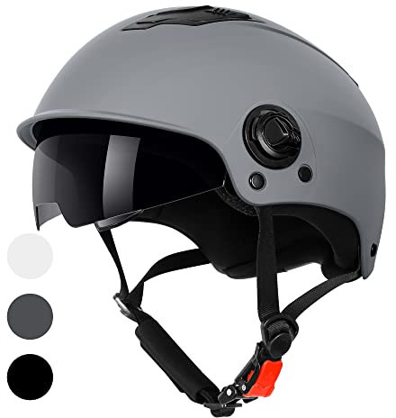 WESTT Escape Skaterhelm Fahrradhelm Inliner Helm I Sonnenvisier I Verstellbarer Kinnriemen I Herren I Damen I Junge Erwachsene I grau l Größe S-M (55-58 cm)
