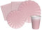 Ciao Kit Vajilla de Fiesta Flower Shape para 8 personas (44 pcs: 8 platos Ø23cm, 8 platos Ø18cm, 8 vasos 250ml, 20 servilletas 33x33cm) de papel compostable eco-friendly, rosa pastel