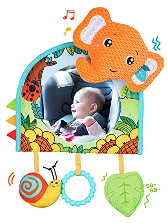 Koty Car Seat Toy - Kick and Play Activity Center with Mirror,Teether and Crinkle, Fun Travel Baby Toy for Rear Car Seat, Easier Drive with Newborns, Babies, Hanging Toys for Infants 0-6-12-18 Months